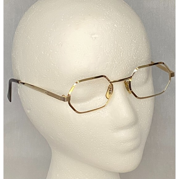 Victory Eyeglasses Gold Tone Metal Frame Hexagonal Shape Lenses